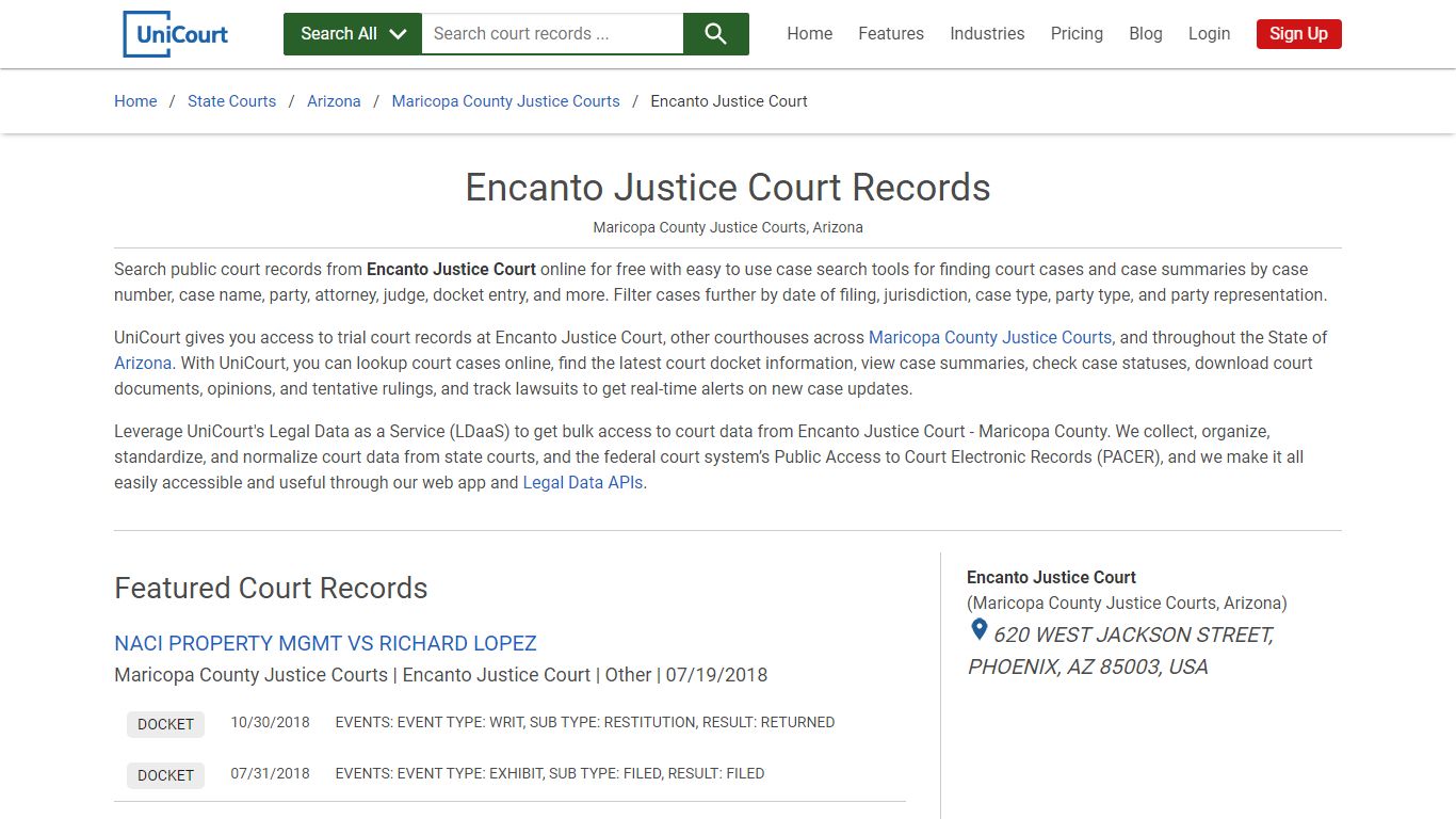 Encanto Justice Court Records | Maricopa | UniCourt