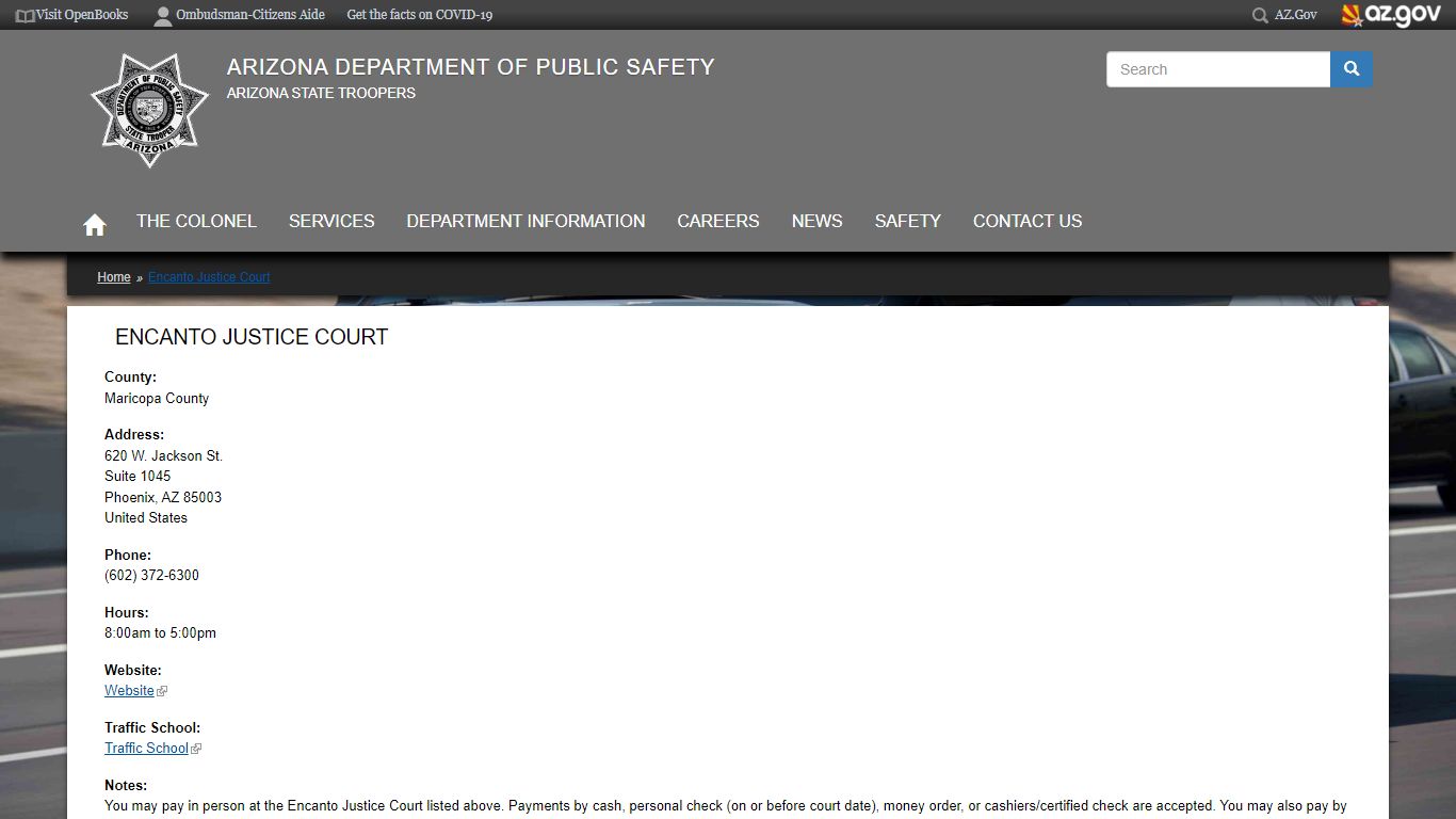 Encanto Justice Court | Arizona Department of Public Safety